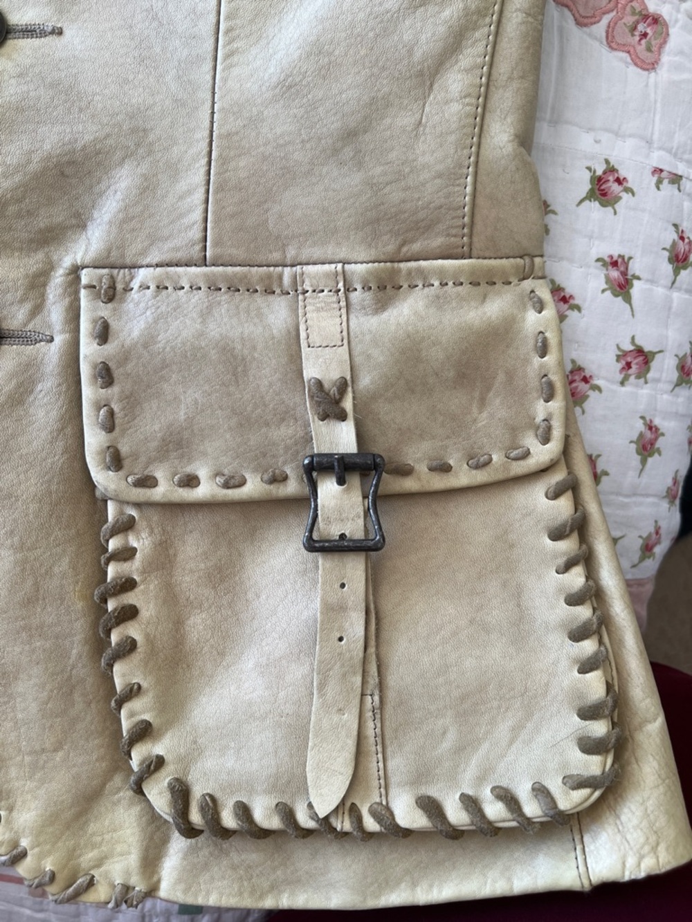 Ralph Lauren Beige Leather Fringe Western Jacket Petite XS / Petite 0/2 - Picture 5 of 9